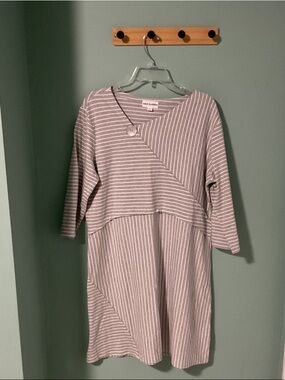 neon buddha Gray and White Striped Dress